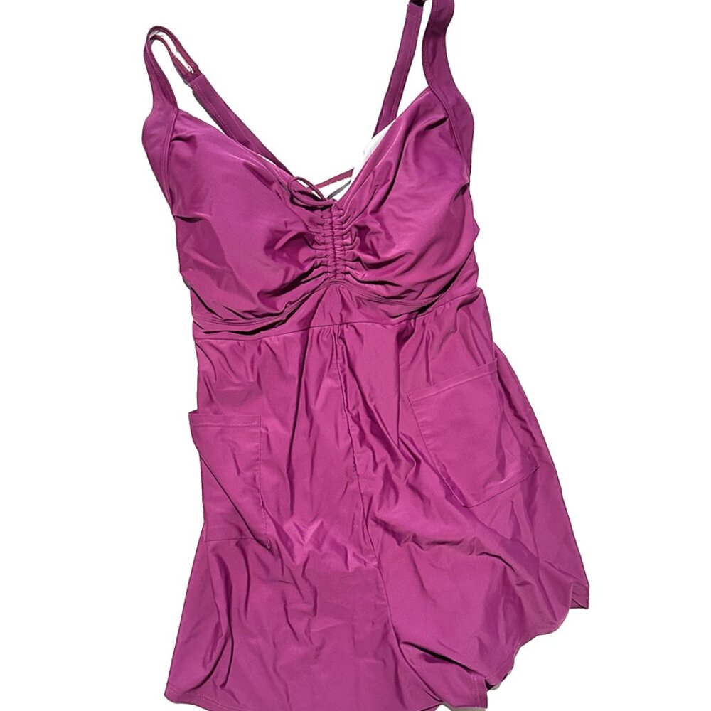 BloomChic Size 5X Swim Dress One Piece Purple Ruched